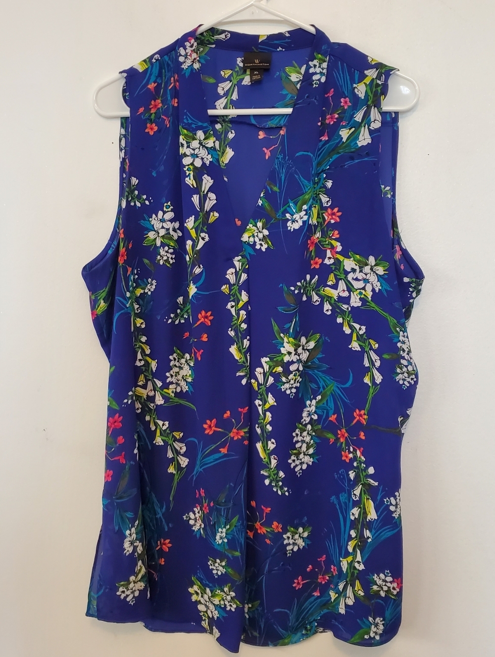 Worthington blur floral sleeveless blouse Size XL